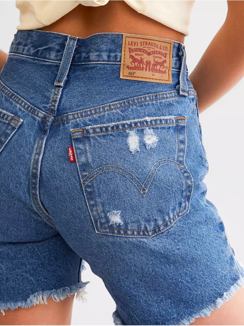 Levi's 501 High-Rise Distressed Denim Shorts